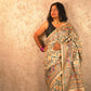 Lakshmi : Pure Silk Hand Painted Madhubani Art Saree (Silk Mark) - Oagh India