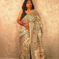 Lakshmi : Pure Silk Hand Painted Madhubani Art Saree (Silk Mark) - Oagh India