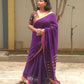 Mala - Purple Linen Saree with Copper Zari border