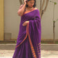 Mala - Purple Linen Saree with Copper Zari border