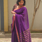 Mala - Purple Linen Saree with Copper Zari border
