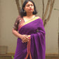 Mala - Purple Linen Saree with Copper Zari border