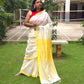 Malar – Pure Cotton Ivory & Yellow Saree