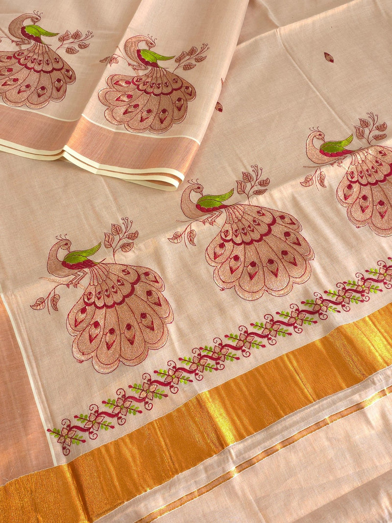 Meghamoru (Neon) : Traditional Onam Saree From Kerala