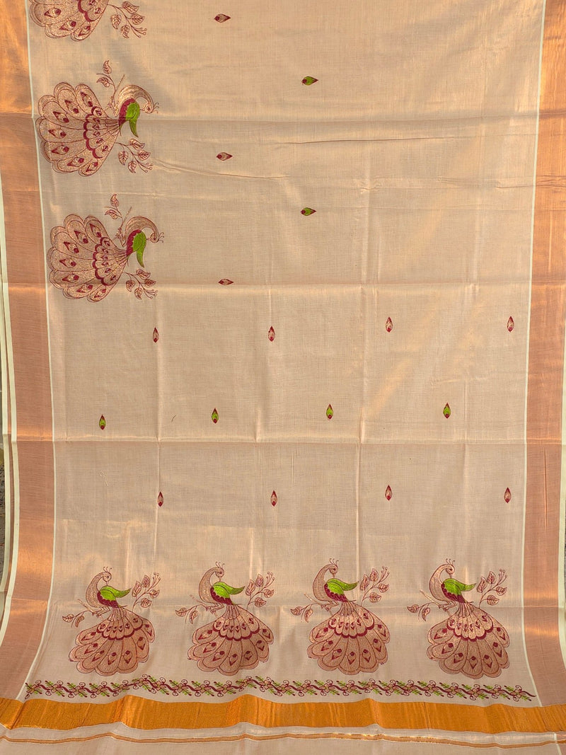 Meghamoru (Neon) : Traditional Onam Saree From Kerala