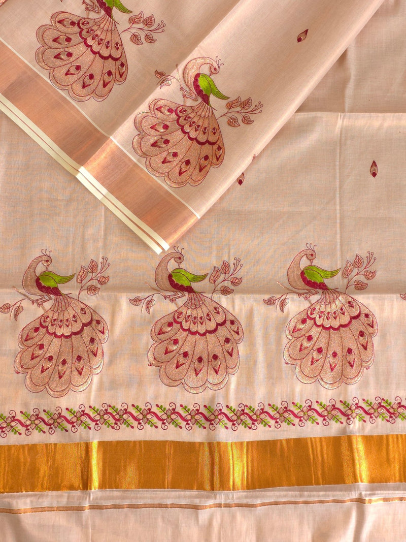 Meghamoru (Neon) : Traditional Onam Saree From Kerala