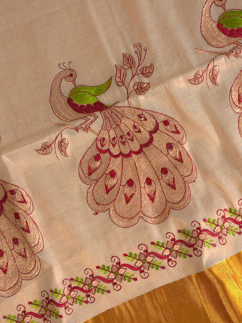 Meghamoru (Neon) : Traditional Onam Saree From Kerala