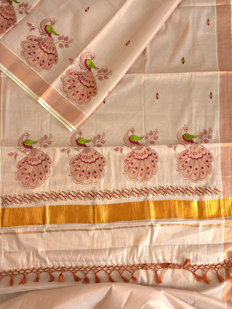 Meghamoru (Neon) : Traditional Onam Saree From Kerala