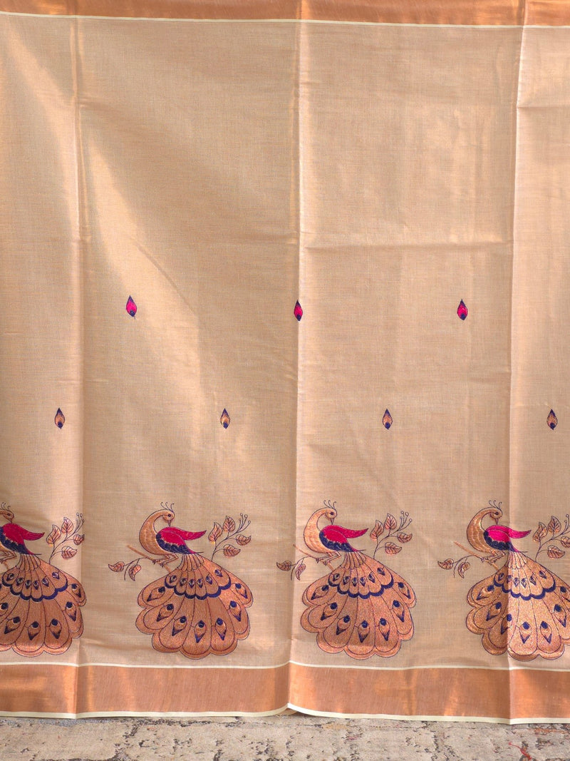 Meghamoru (Pink) : Traditional Onam Saree From Kerala