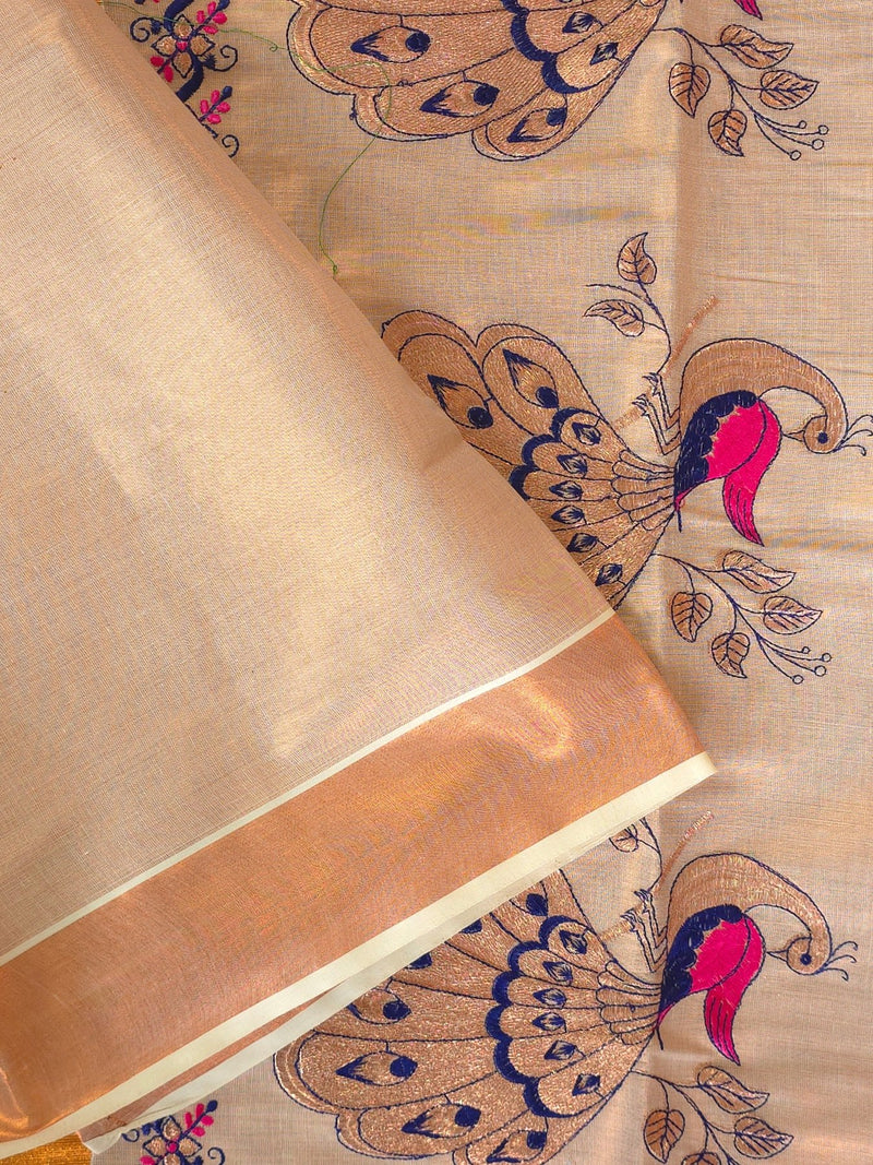 Meghamoru (Pink) : Traditional Onam Saree From Kerala