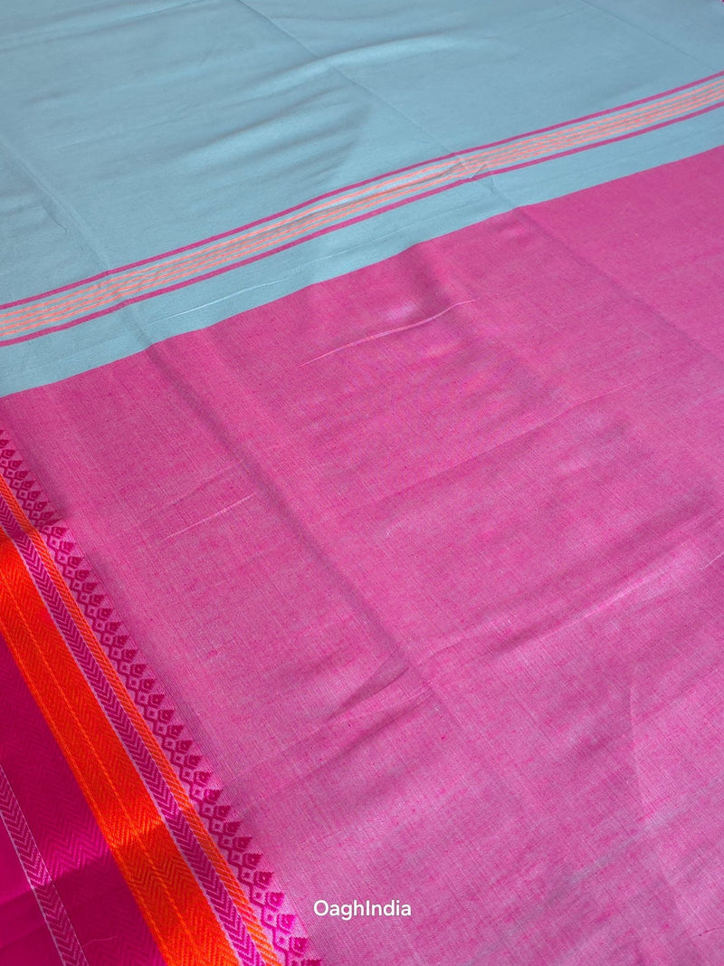 Mint Blue : Pure Cotton Handloom Saree