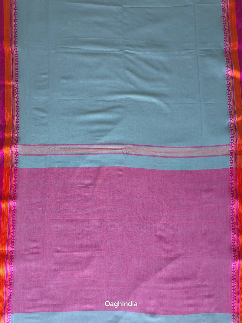 Mint Blue : Pure Cotton Handloom Saree