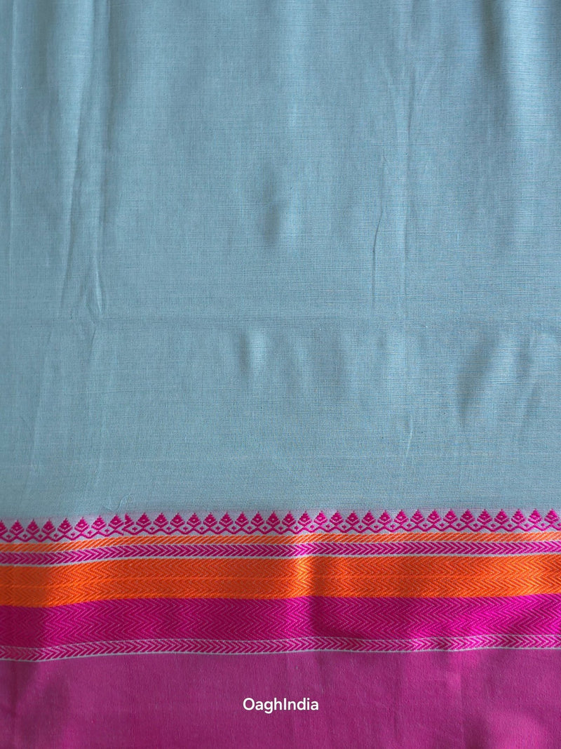 Mint Blue : Pure Cotton Handloom Saree