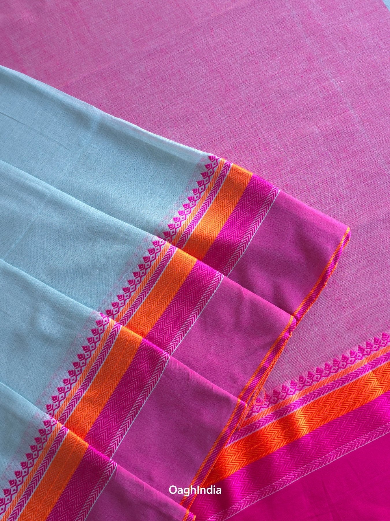Mint Blue : Pure Cotton Handloom Saree