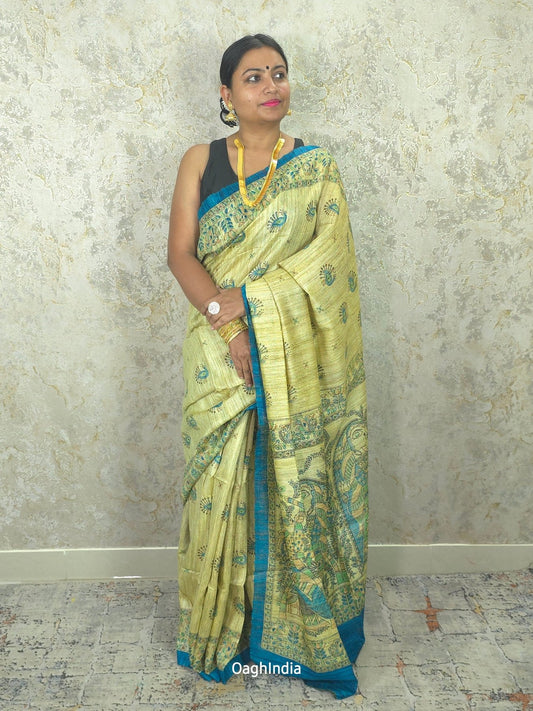 Mohak : Pure Silk Ghicha Madhubani Saree