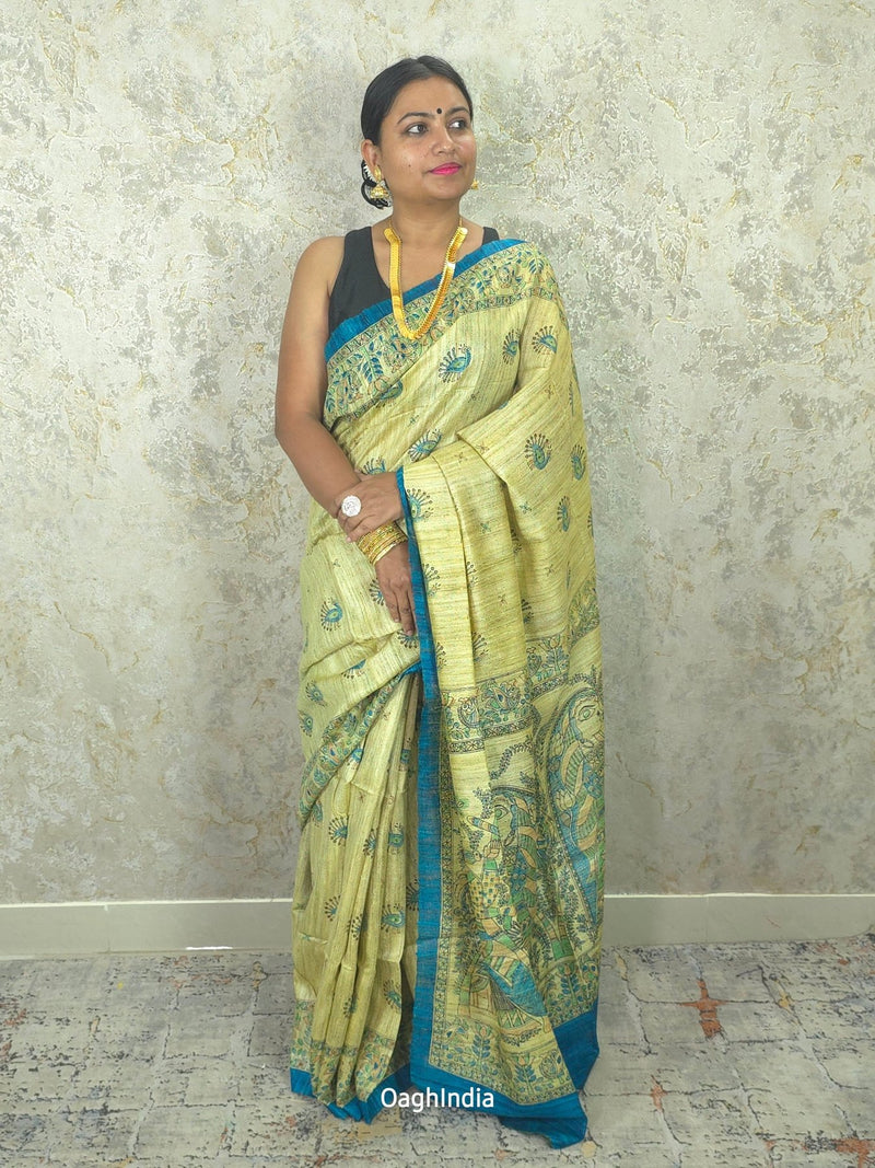 Mohak : Pure Silk Ghicha Madhubani Saree