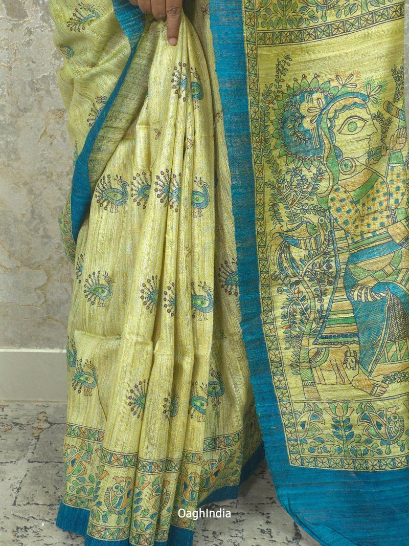 Mohak : Pure Silk Ghicha Madhubani Saree