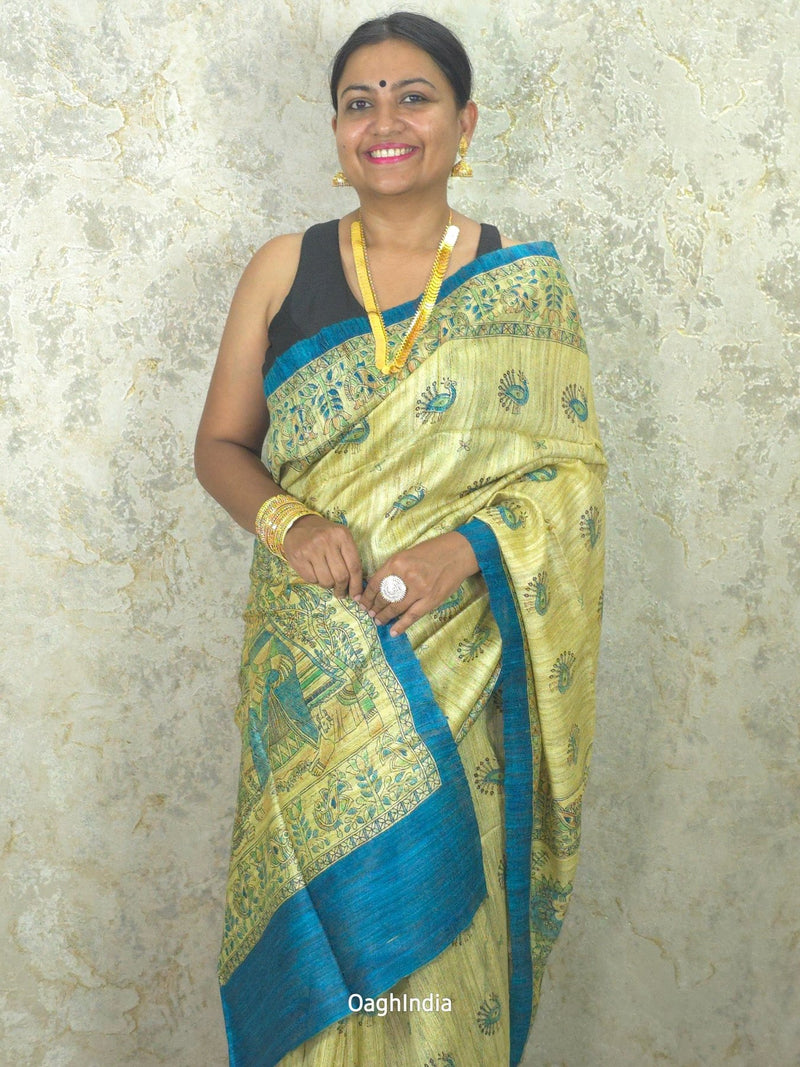 Mohak : Pure Silk Ghicha Madhubani Saree