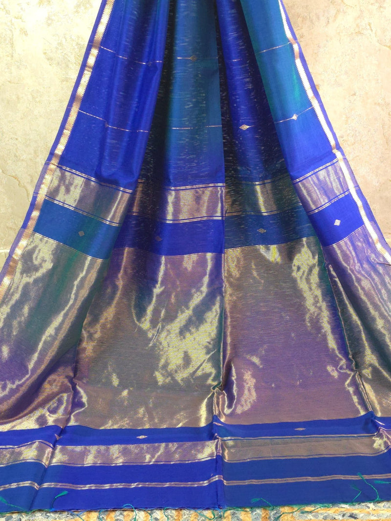 Morpankh (Dual Tone) - Pure Silk Cotton Saree