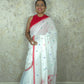 Mulcotton Red White Jamdani Sareee Handloom