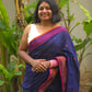Neelanjana – Midnight Blue Handloom Pure Cotton Saree with Magenta Accents - Oagh India