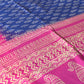 Neelgulabi Badal : Bagru Handblocked Pure Cotton Saree