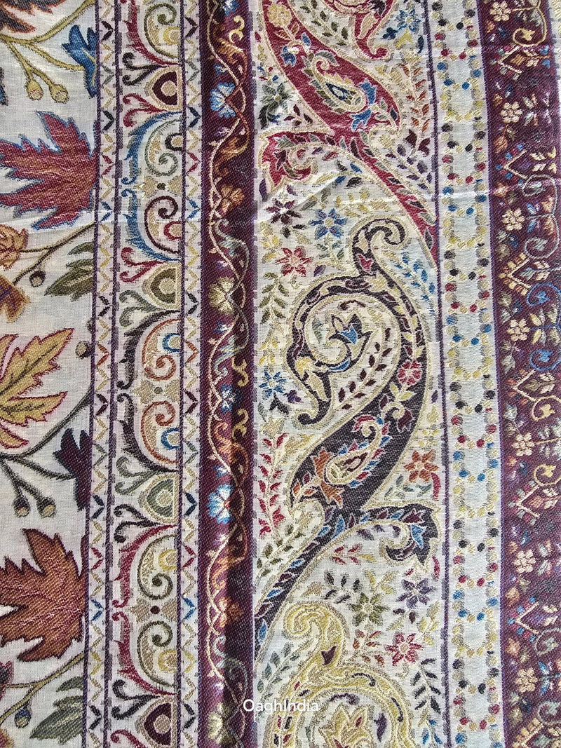 Noor (Milky White) : Authentic Kashmiri Saree - Oagh India