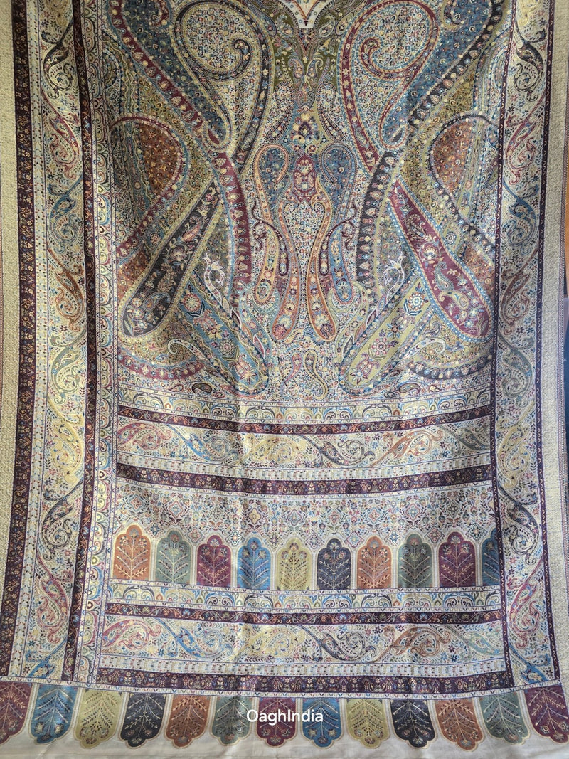 Noor (Milky White) : Authentic Kashmiri Saree - Oagh India