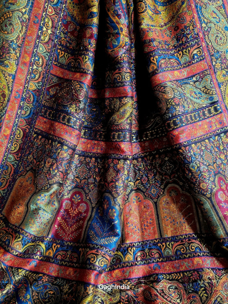 Noor (Slate Black) : Authentic Kashmiri Saree - Oagh India