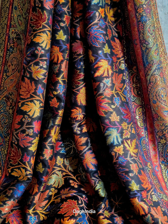 Noor (Slate Black) : Authentic Kashmiri Saree - Oagh India