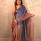 Ombre Evening | Metallic Ombre Handloom Tissue Saree - Oagh India