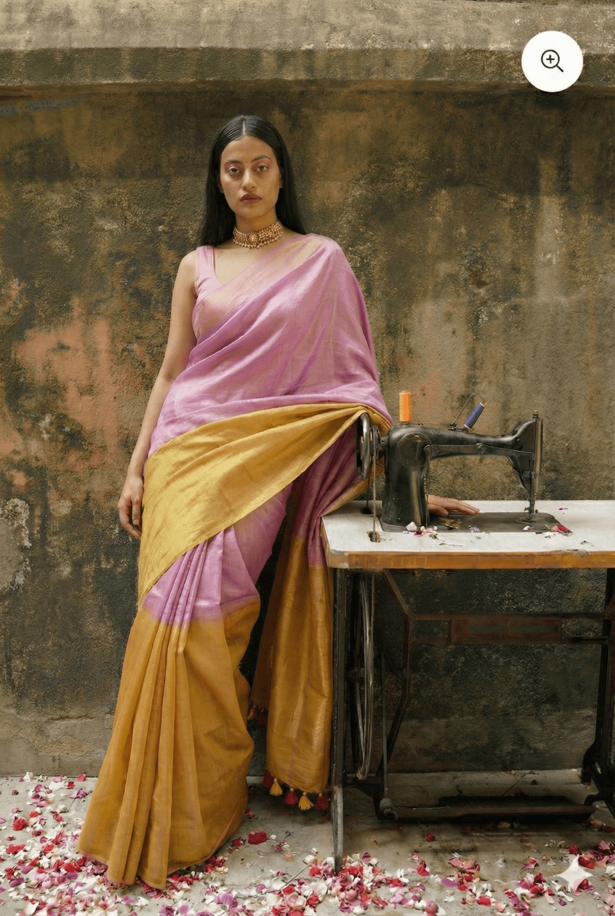 Ombre Subah | Metallic Ombre Handloom Tissue Saree - Oagh India