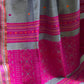 Paansh – Grey Handloom Pure Cotton Saree with Magenta Accents