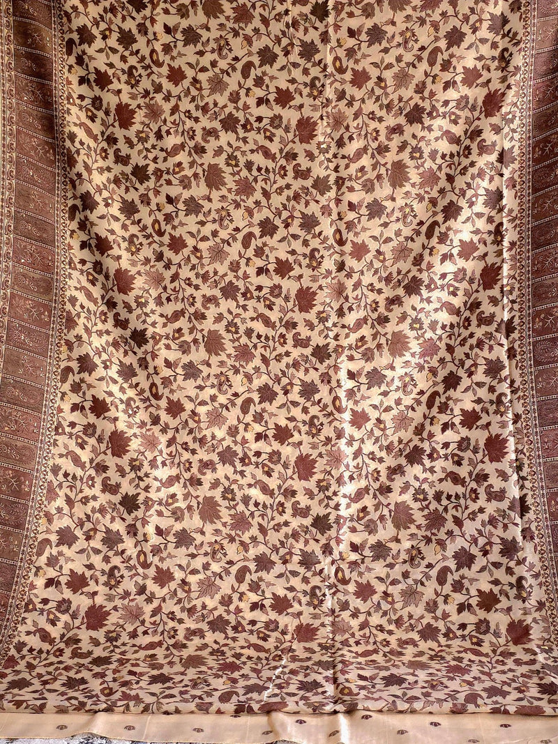 Parajika - Brown Monochrome : Authentic Kashmiri Saree