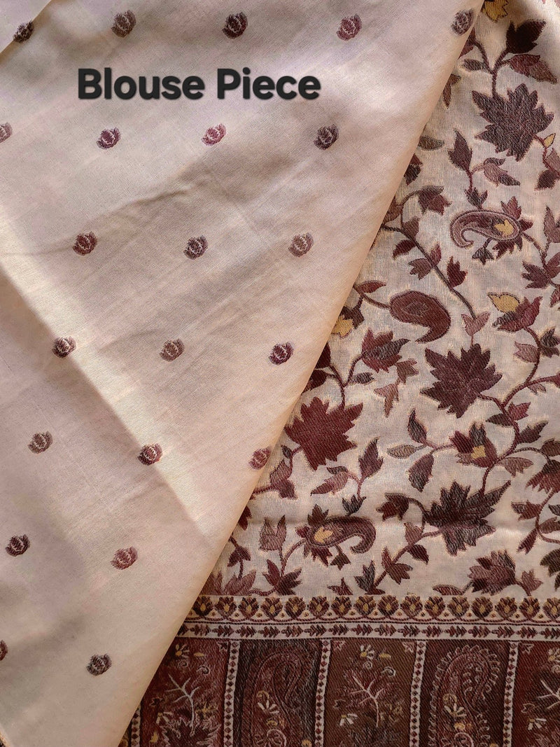 Parajika - Brown Monochrome : Authentic Kashmiri Saree