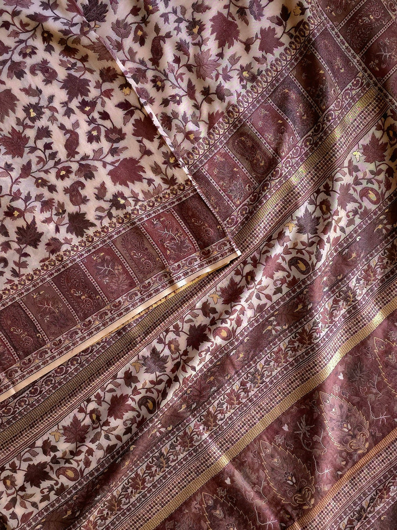 Parajika - Brown Monochrome : Authentic Kashmiri Saree