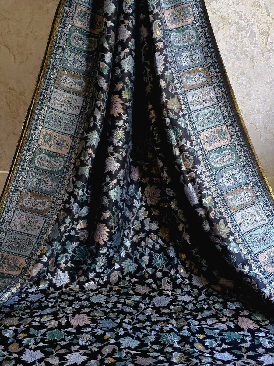 Parijat - Monochrome : Kashmiri Heritage Saree