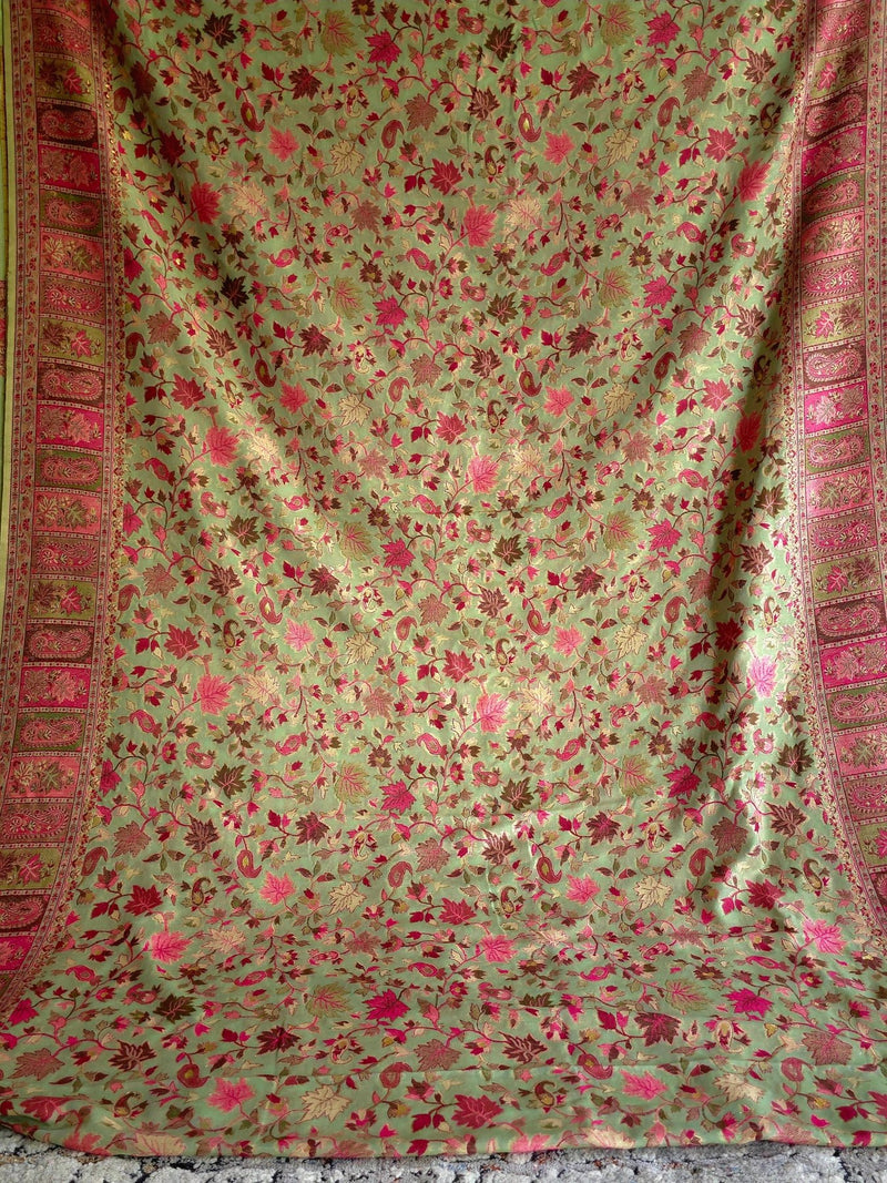 Parajika (Pistachio & Pink): Authentic Kashmiri Saree