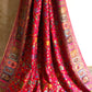 Parijat - Cherry Red Monochrome : Authentic Kashmiri Saree - Oagh India