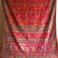 Parijat - Cherry Red Monochrome : Authentic Kashmiri Saree - Oagh India