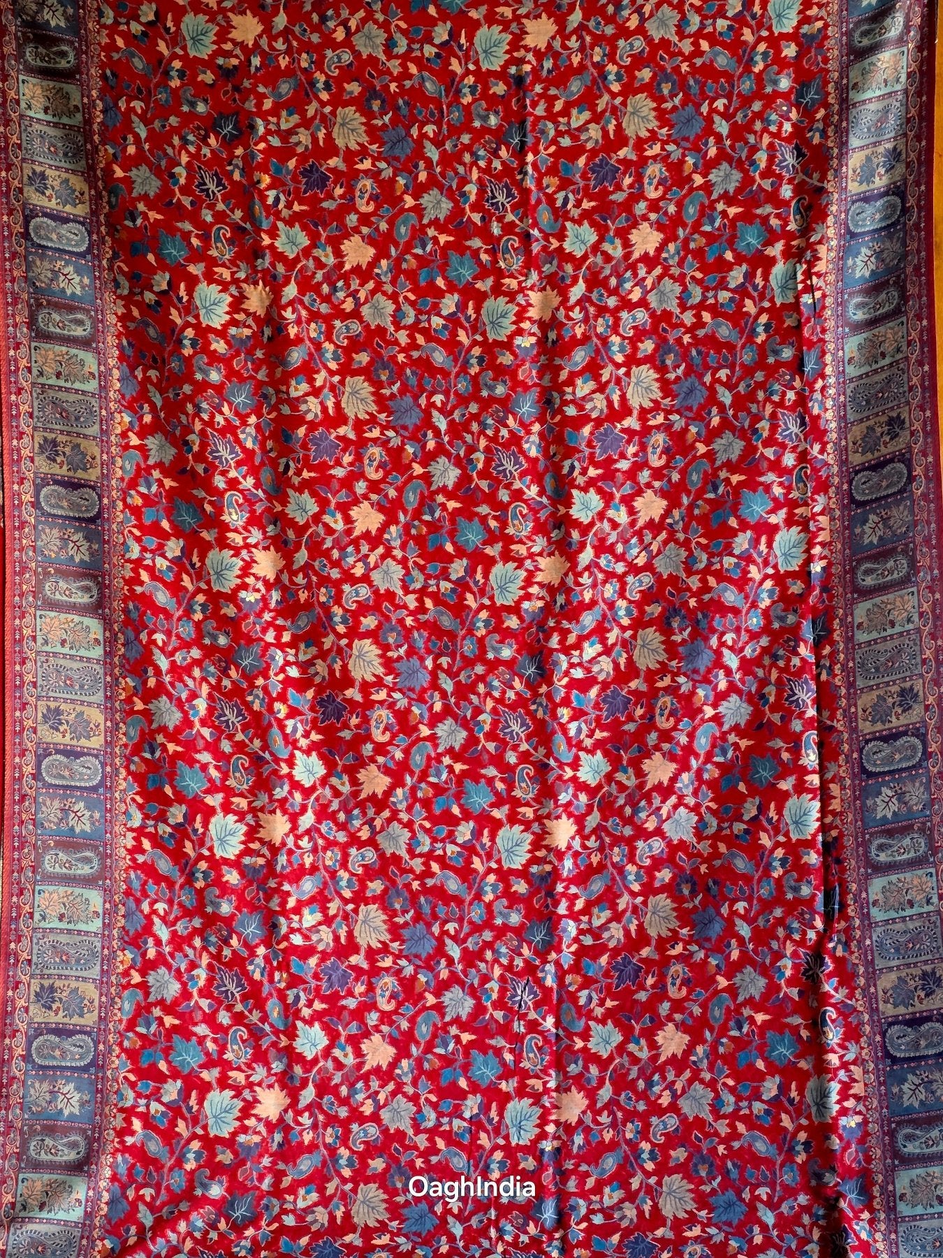 Red Kashmiri Blouse Piece/Fabric