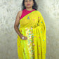 PhoolRani : Soft Cotton flower embroidery saree (Lime Yellow)