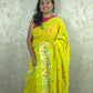 PhoolRani : Soft Cotton flower embroidery saree (Lime Yellow)