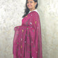 PhoolRani : Soft Cotton flower embroidery saree (Mulberry Magenta)