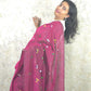 PhoolRani : Soft Cotton flower embroidery saree (Mulberry Magenta)