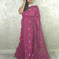 PhoolRani : Soft Cotton flower embroidery saree (Mulberry Magenta)