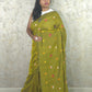 PhoolRani : Soft Cotton flower embroidery saree (Musturd Green)