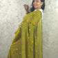 PhoolRani : Soft Cotton flower embroidery saree (Musturd Green)