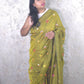 PhoolRani : Soft Cotton flower embroidery saree (Musturd Green)