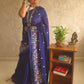 PhoolRani : Soft Cotton flower embroidery saree (Navy Blue)